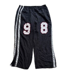 Rebel + Leigh 1X Black Track Pants Pull On Wide Leg Elastic Waist Women's